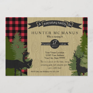 Birthday Party Woodland Foods Lumberjack Kariert Einladung
