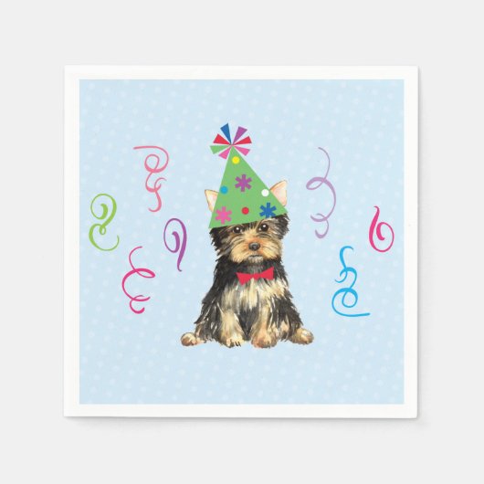 Birthday Party Yorkie Serviette (Vorderseite)