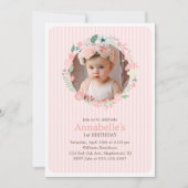 Birthday Party, zartes Blumenkraut Einladung (Vorderseite)