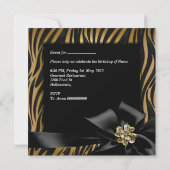 Birthday Party Zebra Leopard Gold Elegante Einladung (Rückseite)