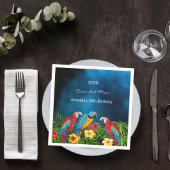Birthday Partymarinade Blaue Papageien Name Serviette