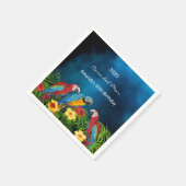 Birthday Partymarinade Blaue Papageien Name Serviette (Ecke)