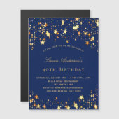 Birthday Partynavy blauen goldenen Sterne Luxus Magneteinladung (Vorne/Hinten)