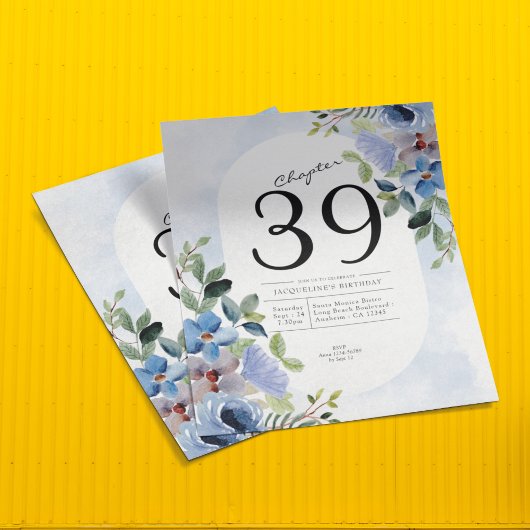 Birthday Pastel Blue Floral Einladung Flyer