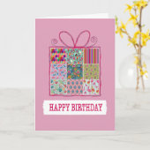 Birthday Patchwork Present Karte (Gelbe Blume)