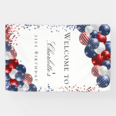 Birthday patriotic red white blue balloons welcome banner (Horizontal)