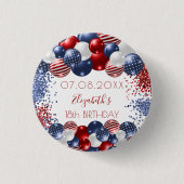 Birthday patriotic USA Rot-Weiß-Flagge Button (Vorderseite)