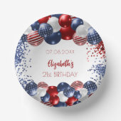Birthday patriotic USA Rot-Weiß-Flagge Pappteller (Vorderseite)