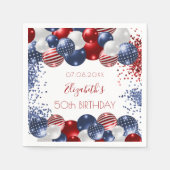 Birthday patriotic USA Rot-Weiß-Flagge Serviette (Vorderseite)