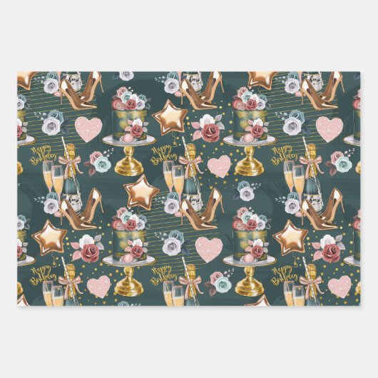 Birthday Pattern Geschenkpapier Set (Vorderseite 2)