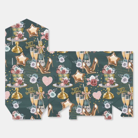 Birthday Pattern Geschenkschachtel (Ungefaltet)