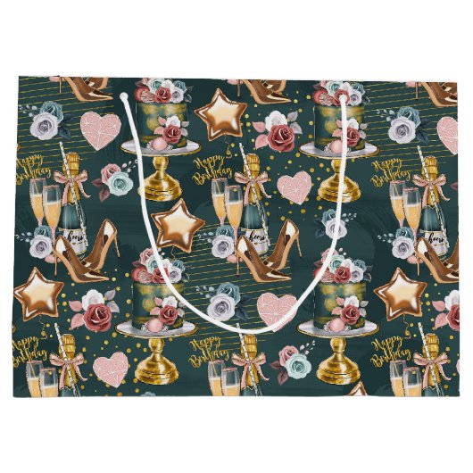 Birthday Pattern  Große Geschenktüte (Rückseite)