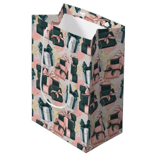 Birthday Pattern Mittlere Geschenktüte (Vorderseite Schrägansicht)