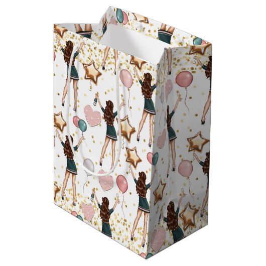 Birthday Pattern  Mittlere Geschenktüte (Rückseite Schrägansicht)