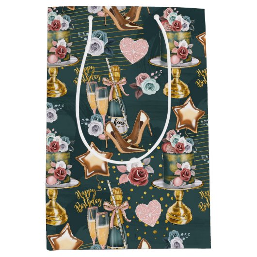 Birthday Pattern  Mittlere Geschenktüte (Vorderseite)