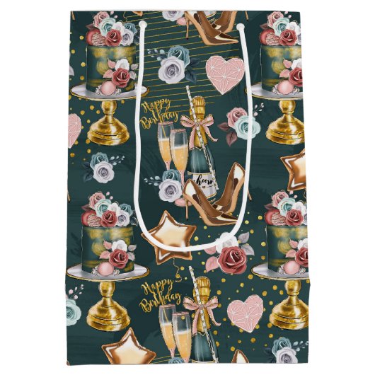 Birthday Pattern  Mittlere Geschenktüte (Rückseite)