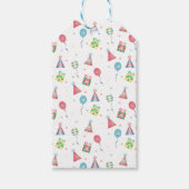Birthday Pattern Party Hats Balloons farbenfroh bl Geschenkanhänger (Vorderseite)