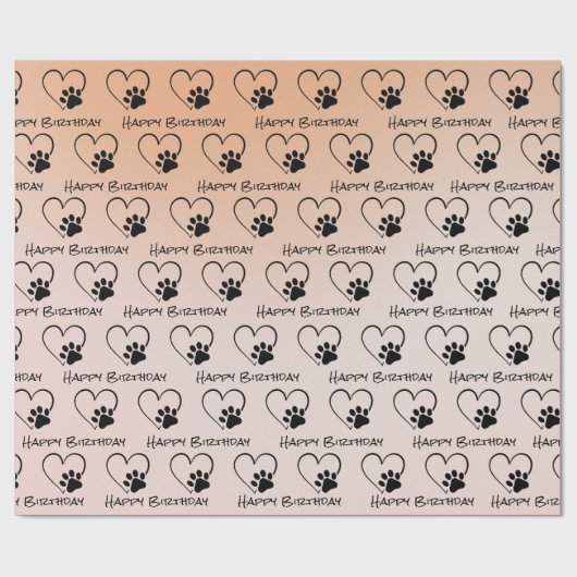 Birthday Paw Print mit Herz Geschenkpapier (Flach)