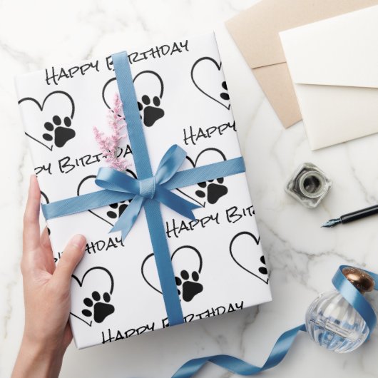 Birthday Paw Print mit Herz Geschenkpapier (Schenken)