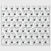 Birthday Paw Print mit Herz Geschenkpapier (Flach)