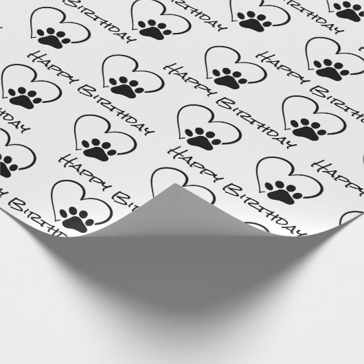 Birthday Paw Print mit Herz Geschenkpapier (Ecke)