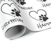 Birthday Paw Print mit Herz Geschenkpapier (Rolleneckpunkt)