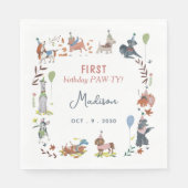 Birthday Paw-ty niedliche Welpenhunde Serviette (Vorderseite)