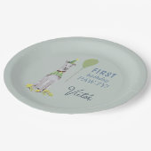 Birthday Paw-ty niedlicher Welpenhund Pappteller (Schrägansicht)