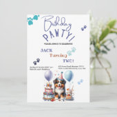 Birthday Pawty Australian Shepherd Dog Birthday Einladung (Stehend Vorderseite)