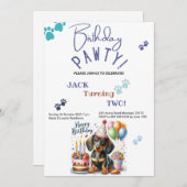 Birthday Pawty Dackel Hund Personalisiert Geburtst Einladung (Vorne/Hinten)