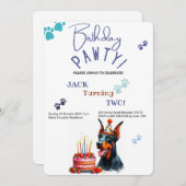 Birthday Pawty Doberman Pincher Dog Birthday Einladung (Vorne/Hinten)
