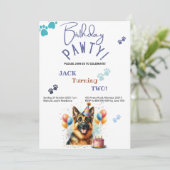 Birthday Pawty German Shepherd Dog Birthday Einladung (Stehend Vorderseite)