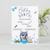 Birthday Pawty Siberian Husky Dog Birthday Einladung (Stehend Vorderseite)