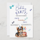 Birthday Pawty Yorkshire Terrier Dog Birthday Einladung (Vorderseite)