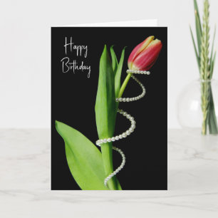 Birthday Pearls Wrapped around a Tulip Karte