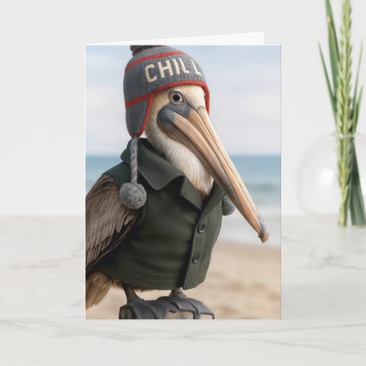 Birthday Pelican Humor Karte (Vorderseite)