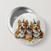 Birthday Pembroke Welsh Corgi Hunde Button (Vorne & Hinten)