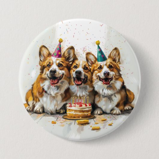 Birthday Pembroke Welsh Corgi Hunde Button (Vorderseite)