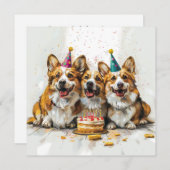 Birthday Pembroke Welsh Corgi Hunde Einladung (Vorne/Hinten)