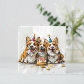 Birthday Pembroke Welsh Corgi Hunde Einladung (Stehend Vorderseite)