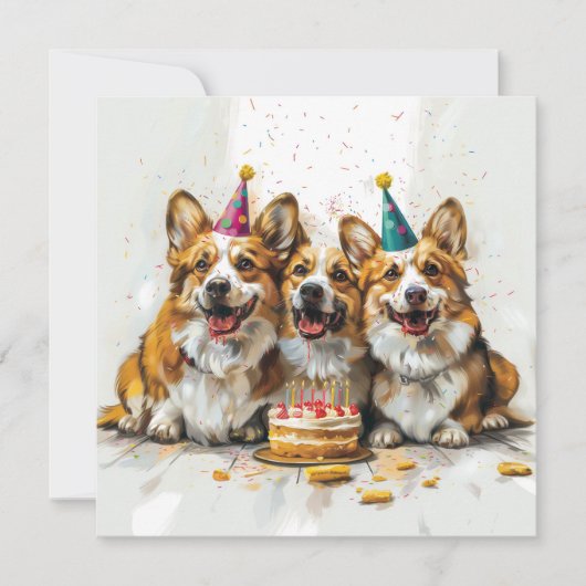 Birthday Pembroke Welsh Corgi Hunde Einladung (Vorderseite)