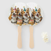 Birthday Pembroke Welsh Corgi Hunde Fächer (Vorne und Hinten)
