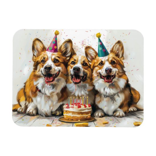 Birthday Pembroke Welsh Corgi Hunde Magnet (Horizontal)