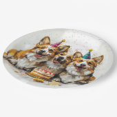 Birthday Pembroke Welsh Corgi Hunde Pappteller (Schrägansicht)