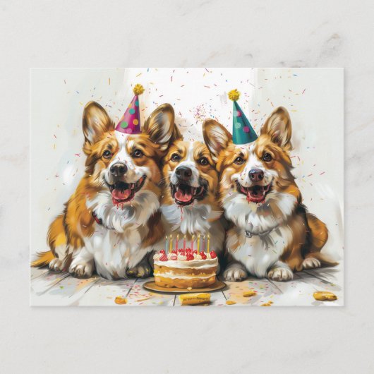 Birthday Pembroke Welsh Corgi Hunde Postkarte (Vorderseite)
