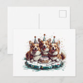 Birthday Pembroke Welsh Corgi Hunde Postkarte (Vorne/Hinten)
