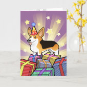 Birthday Pembroke Welsh Corgi Karte (Gelbe Blume)