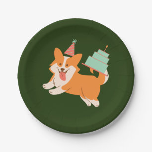 Birthday Pembroke Welsh Corgi Pappteller