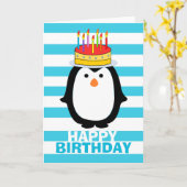 Birthday Penguin Karte (Gelbe Blume)