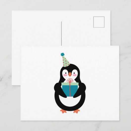 Birthday Penguin Postkarte (Vorne/Hinten)